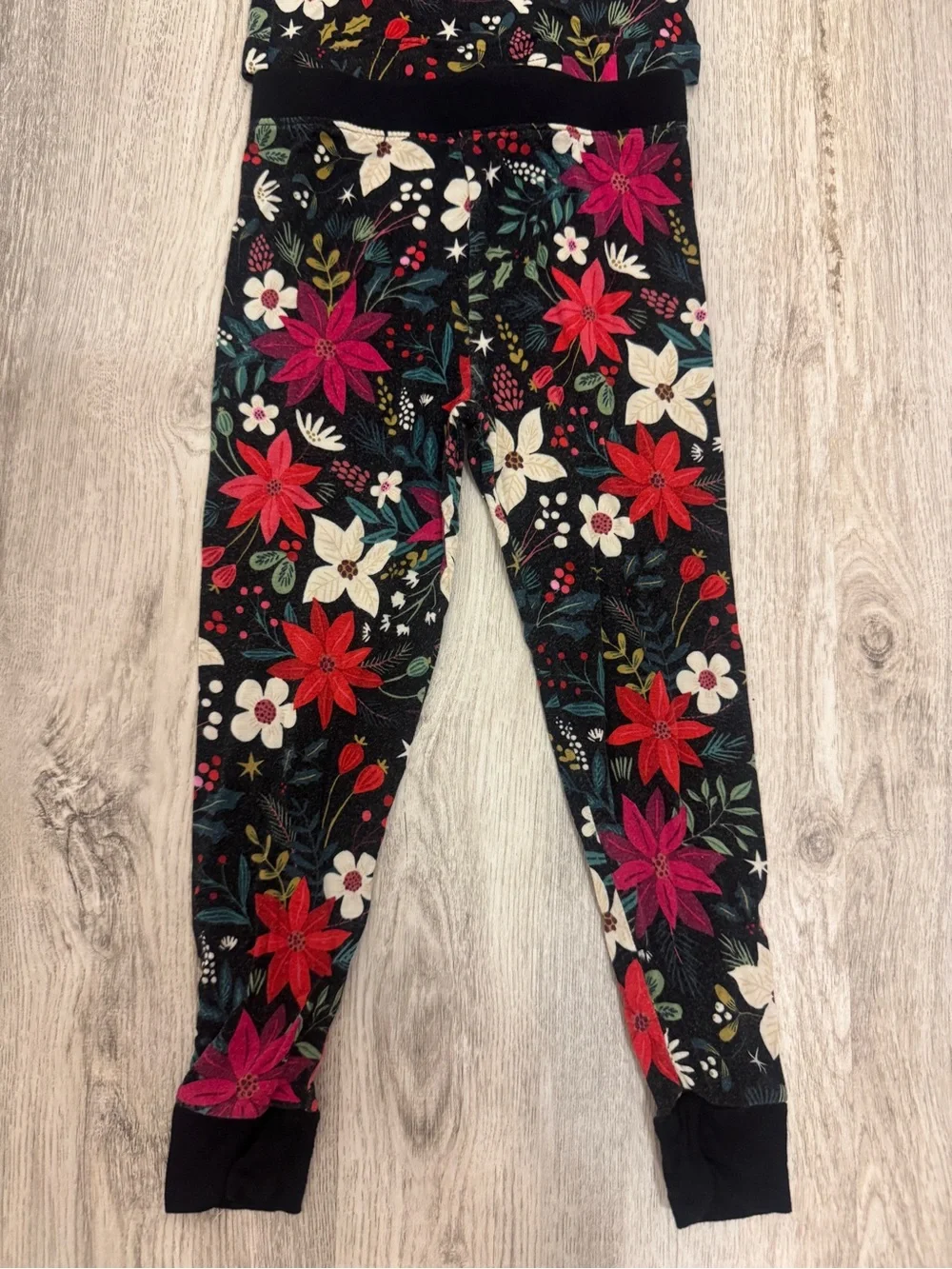 Girls Holiday Poinsettia Floral Pajama Set by Little Sleepies